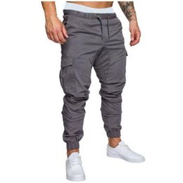 Autumn Men Pants Hip Hop Harem Joggers Pants 2020 New Male Trousers Mens Solid Multi-pocket Cargo Pants Skinny Fit Sweatpants271Y