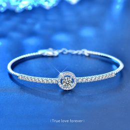 Bangle HOYON S925 Sterling Silver Women's Bracelet Set Box GRA Certificate D Color Diamond VVS Engagement Wedding Jewelry 231005