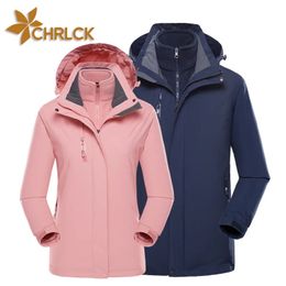 Other Sporting Goods CHRLCK 3 In 1 Thick Hiking Jacket Waterproof Winter Windbreaker Outdoor Warm Camping Men Women Couples Windproof Coat 231006