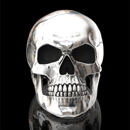 New Gothic high detail 316L stainless steel glossy skull ring men's punk party Jewellery size 6-13275S