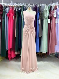 Party Dresses Soft Pink Stretch Fabric Evening Dress 2023 One Shoulder Pleats Sequins True Picture Luckgirls Prom Mocini Tailor