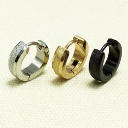 Hoop Earrings Fashion Punk Frosting Round Small Colour Gold Black Titanium Steel Jewellery For Men Women 4 13mm