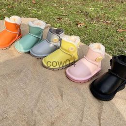 Boots New Children's Waterproof Anti slip Snow Boots Boys Thickened Cotton Shoes Girls Candy Colour One button Cotton Short Boots x1007