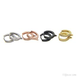 2018 wedding new arrive 10mm circle huggie hoops 925 sterling silver 4 colors micro pave cz spike unique design whole mini hoo280d