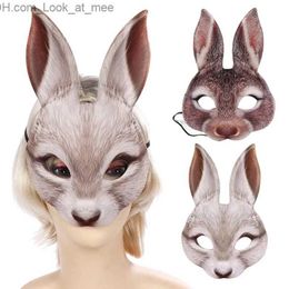 Party Masks 3D Tiger Pig Bunny Rabbit Leopard Half Face Mask Creative Funny Animal Halloween Masquerade Party Cosplay Costume Decor Q231009