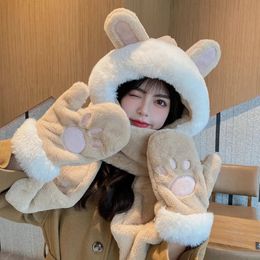 Christmas Decorations Fashion Winter Women Novelty Beanies Caps Warm Cute Rabbit Ear Hat Casual Plush Hat Scarf Set Casual Solid Women Cap Gift 231006