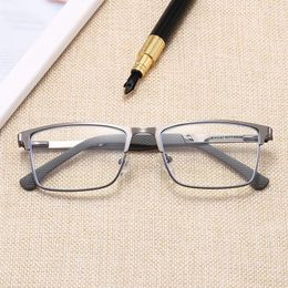 Sunglasses Retro Reading Glasses For Men Spring Leg Lens Metal Frame Anti Blue Light Presbyopia EyeGlasses Degree 1.0 To 4.0