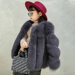 Down Coat Children's Real Fur Integrated Whole Leather Jacket Top Girls Warm Luxury Plus Size Outwear Kids Vest