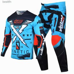 Others Apparel Willbros and Pants MX Combo Motocross Blue Gear Set Bike Suit Off-road MTB ATV UTV Racing OutfitL231007
