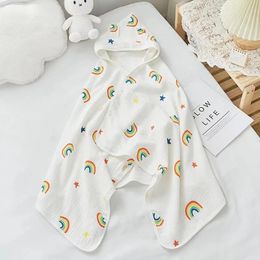 Towels Robes Small Fresh Printed Pattern Children's Bath Towel Four-layer Gauze Baby Soft Bath Towel Boys Girls Hooded Absorbent Bath Towel 231007