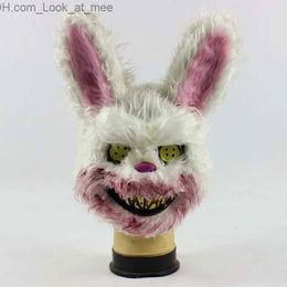 Party Masks Funny Plush Rabbit Cosplay Mask Halloween Party Head Cover Halloween Carnival Costume Dance Prom Headgear Performance Prop Q231007