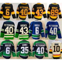 Mens Hockey 6 Brock Boeser Jerseys Reverse Retro 40 Elias Pettersson 35 Thatcher Demko 10 Pavel Bure 89 Mogilny 43 Quinn Hughes Embroidery Vintage Classic Team Colour