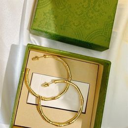 Designer Jewelry Silver Bamboo Earrings For Women Gold Hoop Earring Big Circle Luxurys Studs Earrings Boucles Accessories New Box 286N