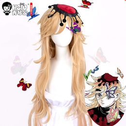 Hsiu Brand Ation Douma Cosplay Wig Demon Killer Kimetsu No Yaiba Halloween Party Fibre Syntheticlight Blonde Long Wigcosplay