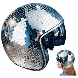 Party Hats Classic Disco Ball Helmet Mirror Glitter Ball Helmets Hat For Club Bar Party Full Glass Reflective Motorcycle Helmets For Cowboy 231007