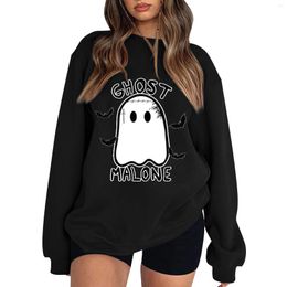 Women's Hoodies Loose Fall/Winter Halloween Printed Off Shoulder Long Sleeve Pullover Sweatshirt Casual