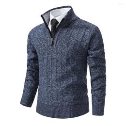 Men's Sweaters Casual Men Long Sleeve Sweater Thick Warm Zipper Design Stand Collar Pullover Autumn Winter