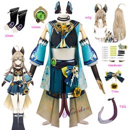 Game Genshin Impact Kirara Cosplay Costume Wig Cat Ears Tail Shoes Accessories Full Set Anime Halloween Costume for Women Xxxlcosplay