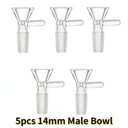 5pcs/set 14MM Male Thick Glass Bowl For Water Pipe Hookah Bong Replacement Head