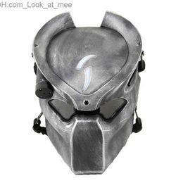 Party Masks Alien Vs Predator Lonely Wolf Mask With Lamp Outdoor Wargame Tactical Mask Full Face Cs Mask Halloween Party Cosplay Horror Mask Q231007