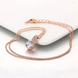 Pendant Necklaces Noble Crystal Necklace For Women Vintage Trendy Rose Gold Colour Fashion Wedding Choker Chain Jewellery N316