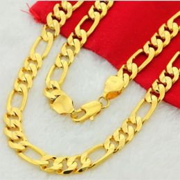 Men's Italian 10mm 14k Yellow Gold Fill 24 Figaro Link Chain Necklace277E