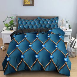 Bedding sets Comforter Cover Bedding Set Luxury 3d Rhinestone Lattice Geometric Duvet Cover Sets Luxurious Home Textiles 2/3pc Queen King 231007