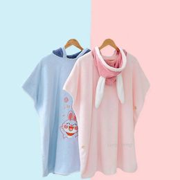 Towels Robes Cartoon Baby Boys Girl Bath Towel Fleece Hooded Beach Towel born Animal Rabbit Towels Soft Kids Bathing Robes Infant Blanket 231007