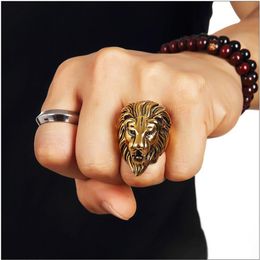 Stainless Steel High Quality Lion Face Hip Hop Rings For Men Women Trendsetter Joyas Nightclub Singer Punk Finger Jewelry Gold Siz306R