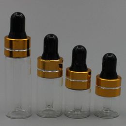 1/2/3/5ml Clear Glass Dropper Bottle , Transparent Small Vials With Pipette For Cosmetic Perfume Essential Oil Bottles F547 Eneqm