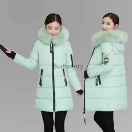 Women's Fur Faux Fur 2023 Winter New Fur Collar Hooded Down Cotton Coat Womens Parkas Jacket Long Warm Padded Puffer Parkas Snow Wear Outwear FeL231007