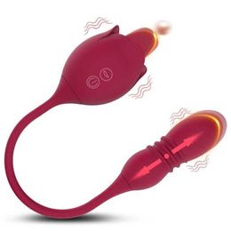 vibrator sex toys for women 10 Speeds Clitoris Stimulator Oral Tongue Licking with Dildo Thrusting Vibrating Egg Sex Toys Female Rose Toy women