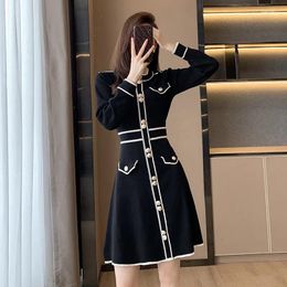 Casual Dresses Knitted Dress For Women With Autumn And Winter Bottoms 2023 Outfit Of Temperament Fan Xiaoxiangfeng Skirt