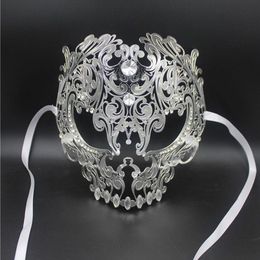 Whole- Black Full Face Skull Men Women Metal Laser Cut Silver Masquerade Party Masks Gold Red Ball Rhinestone Prom Venetian Ma2772