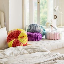 Pillow Solid Colour Gradient Colourful Tie Dyed Plush Modern Minimalist Style Round Home Bedroom Sofa Chair Soft Seat Pad