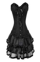 Corset Skirt for Women Steampunk Halloween Bustiers Dress Classic Push Up Embroidery Bodyshaper Clubwear Carnival Costume2967387
