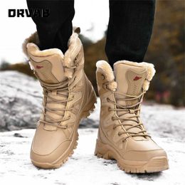 Plus Size Military Boots Leather Combat for Men and Woman Fur Plush Winter Snow Outdoor Army Bots Shoes 230922