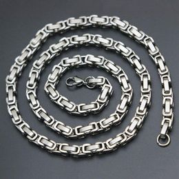 Mens Chain 4mm 5mm Silver Tone 316 Stainless Steel Byzantine Box Link Necklace Chain279a