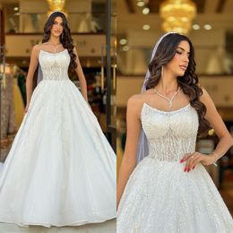 Line Elegant A Dresses For Bride Strapless Wedding Dress Pärlor Crystal Designer Bridal Bowns