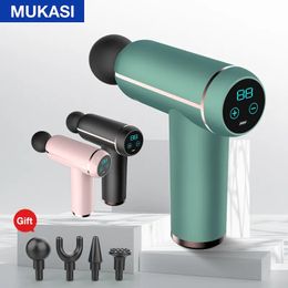 Full Body Massager MUKASI LCD Display Professional Massage Gun Deep Muscle Relaxation Fascia Gun Slimming Body Neck Back Foot Leg Shoulder Massager 231006