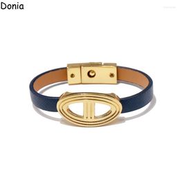 Bangle Donia Jewelry European And American Fashion 316L Stainless Steel Pig Nose Leather Rope Luxury High-End Bracelet.