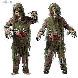 Theme Costume Kids Halloween Skeleton Living Dead Zombie Come Cosplay Child Swamp Bloody Skull Monster Purim Carnival Party Deluxe ComesL231007