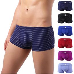 Underpants Dark Blue Men Underwear Boxer Shorts Sexy Low Rise Breathable Boxershorts Long Male Gay Panties Hombre