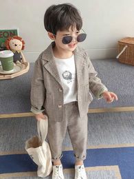 Children's wear boy leisure suit baby spring and autumn dress small suit handsome flower boy hosts dress British two-piece set tide L20310/7