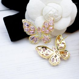 Hoop Earrings Luxury Butterfly For Women Micro Cubic Zirconia Paved Wedding Party Jewellery Elegant Retro And Refreshing Ear Nails