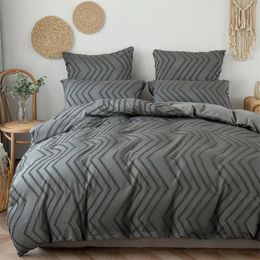 Bedding sets Solid Colour Stripe Cut Flowers Bed Sets Full Queen Wave Patchwork King Size Duvet Cover with Pillow Cases Home Comforter Cover 231007