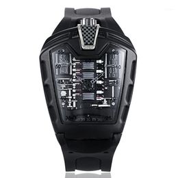 Poisonous Sports Car Concept Racing Mechanical Style Six-cylinder Engine Compartment Creative Watch Men's Trend Fashion Wrist293S