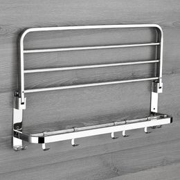 Towel Racks Stainless Steel Folding Movable Bath Towel Shelf Polished Bathroom Towel Rack Holder Storage Shelf Hook Accessories 231007