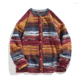 Men's Sweaters Autumn Oversize Vintage Striped Cardigan Men Knitwear Baggy Jumper Fashion Korean Streetwear Button Sweater Clothing Tops