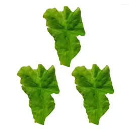 Decorative Flowers 3 Pcs Faux Leaves Artificial Lettuce Simulation Leaf Models Vegetable Adornment Restaurant Props Decors Shop Po